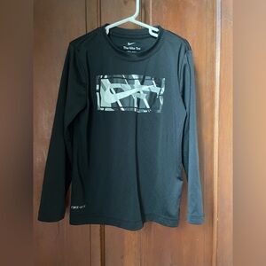 Nike dri fit boys size 7 long sleeve black athletic shirt
